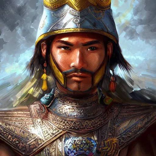 Image similar to Central Asian Warrior, fantasy, portrait, highly detailed, digital painting, trending on artstation, concept art, sharp focus, illustration