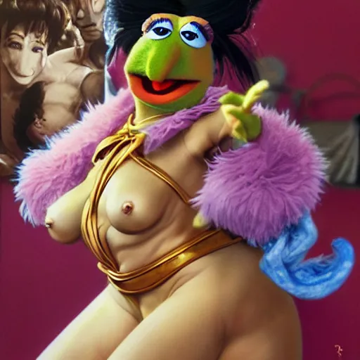 Image similar to ultra realistic janice from the muppets as chun li from street fighter, portrait by frank frazetta, simon bisley, brom, 4 k, ultra realistic, detailed focused