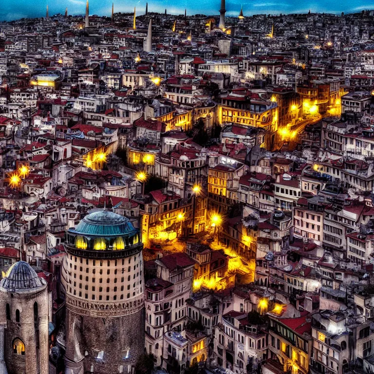 Image similar to a cinematic scene from the galata tower, solidity and eternity, lovecraft, dramatic lighting, ultra hd, hdr, 8 k