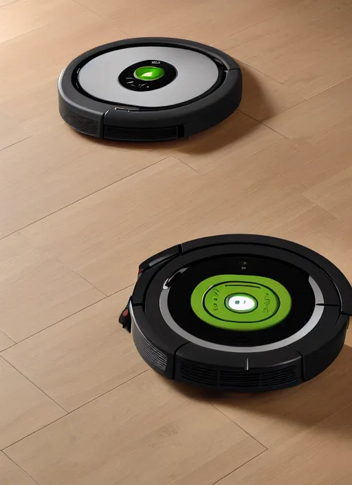 Prompt: A robot roomba with four mechanical limbs, 3D Product, professional render, studio quality, octane render