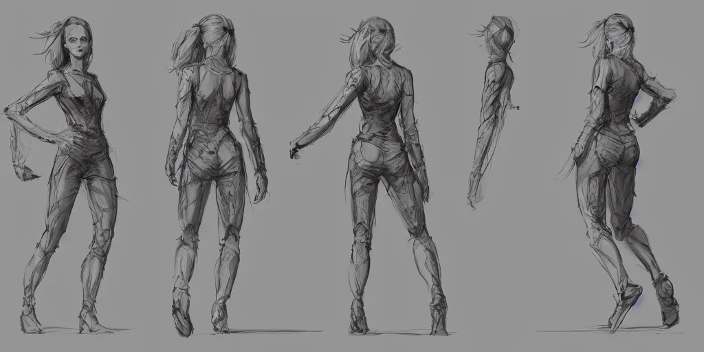 Image similar to halston sage running down a dream, walking cycle, animation, character sheet, fine details, concept design, contrast, kim jung gi, greg rutkowski, trending on artstation, 8 k, full body, turnaround, front view, back view, ultra wide angle