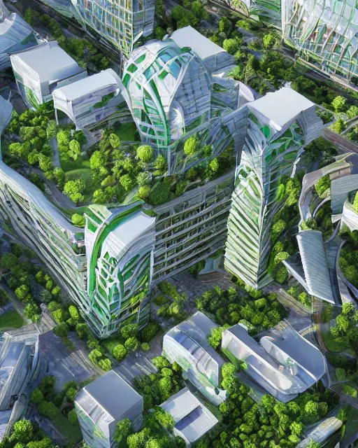 Image similar to a beautiful 3d renderings of buildings, architecture by Vincent Callebaut architecture. green architecture, 14mm, cinematic , high resolution 4k, cg architects, vray