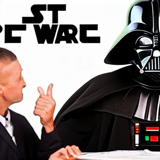 Prompt: darth vader using the force to do the taxes, cooking show