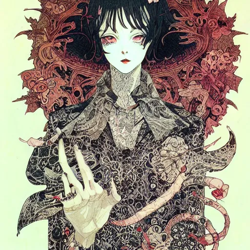 Prompt: prompt: Portrait painted in Smithe One style drawn by Vania Zouravliov and Takato Yamamoto, inspired by Fables, intricate acrylic gouache painting, high detail, sharp high detail, manga and anime 2000