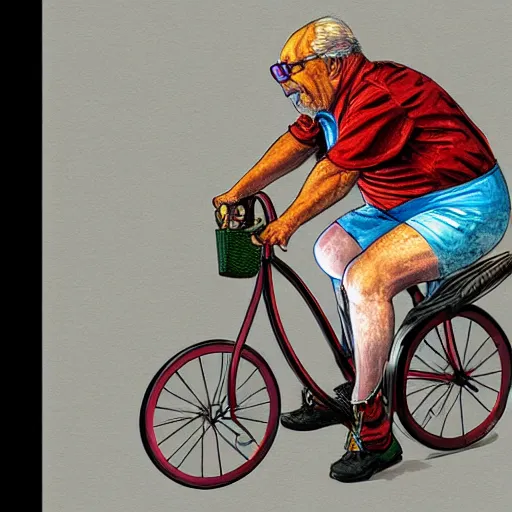 Prompt: wilford brimley riding a unicycle, concept art, vivid colors,