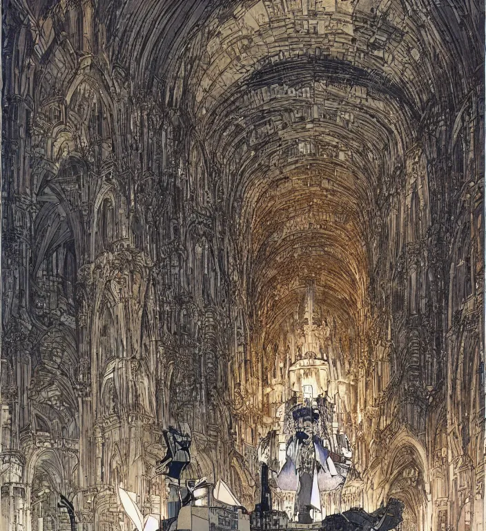 Prompt: underground cathedral by katsuhiro otomo