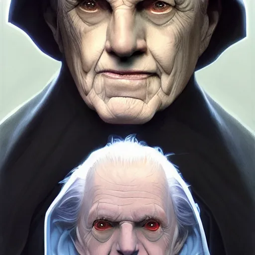 Prompt: portrait of palpatine from star wars, detailed face coherent face highly detailed digital painting artstation concept art smooth sharp focus illustration art by artgerm and greg rutkowski and alphonse mucha