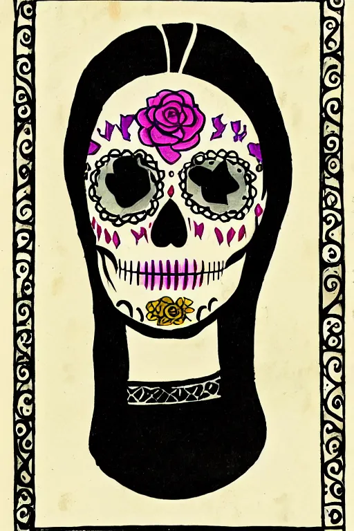 Image similar to Illustration of a sugar skull day of the dead girl, art by edward steichen