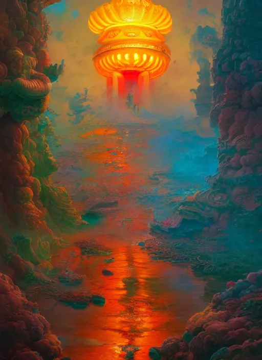 Prompt: subsurface scattering, temple of the sun god, vibrant colors, koi colors, jesper ejsing, james jean, justin gerard, tomasz alen kopera, cgsociety, fenghua zhong, makoto shinkai, octane render, highly detailed, rim light, art, cinematic lighting, very coherent, hyper realism, 8 k