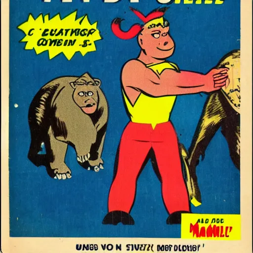 Image similar to 1 9 5 0's comic magazine cover of manbearpig