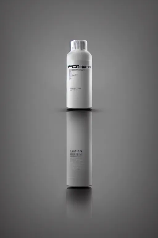 Prompt: concept art of a porsche liquid dietary supplement in a round bottle, refined, simple, pure, white