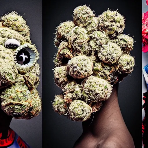 Image similar to cookie monsta made of weed trichomes bud photography portrait stylised jonathan zawada lit from multiple angles soft