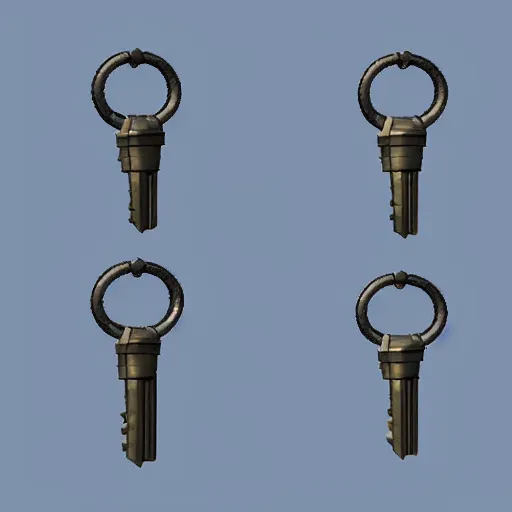 Image similar to a metal key for the cage, rpg game inventory item, low poly 3d style
