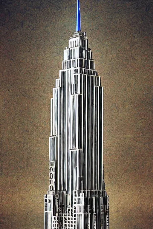Image similar to The Empire state building in a parallel universe, designed by Antoni Gaudi, designed by Antoni Gaudi, by Antoni Gaudi, in the style of Antoni Gaudi, inspired by Antoni Gaudi, architectural illustration, CG Society