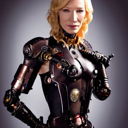 Image similar to cyborg cate blanchett, anime,steampunk