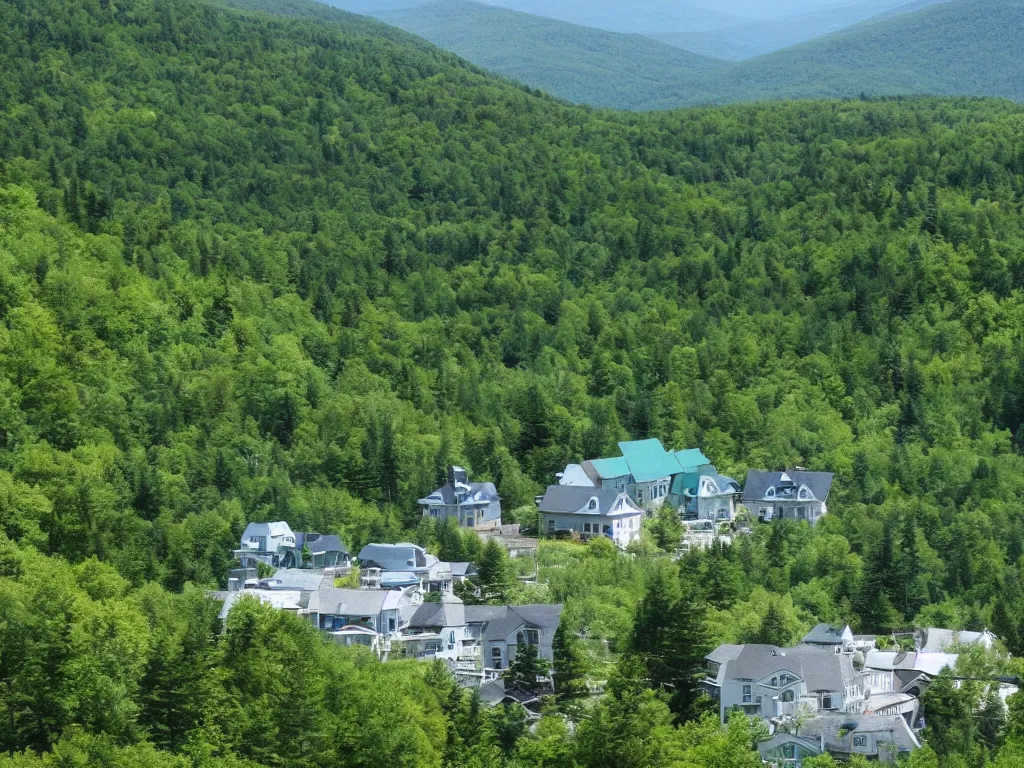 Image similar to blue green shanshui of the appalachian mountains of the laurentians