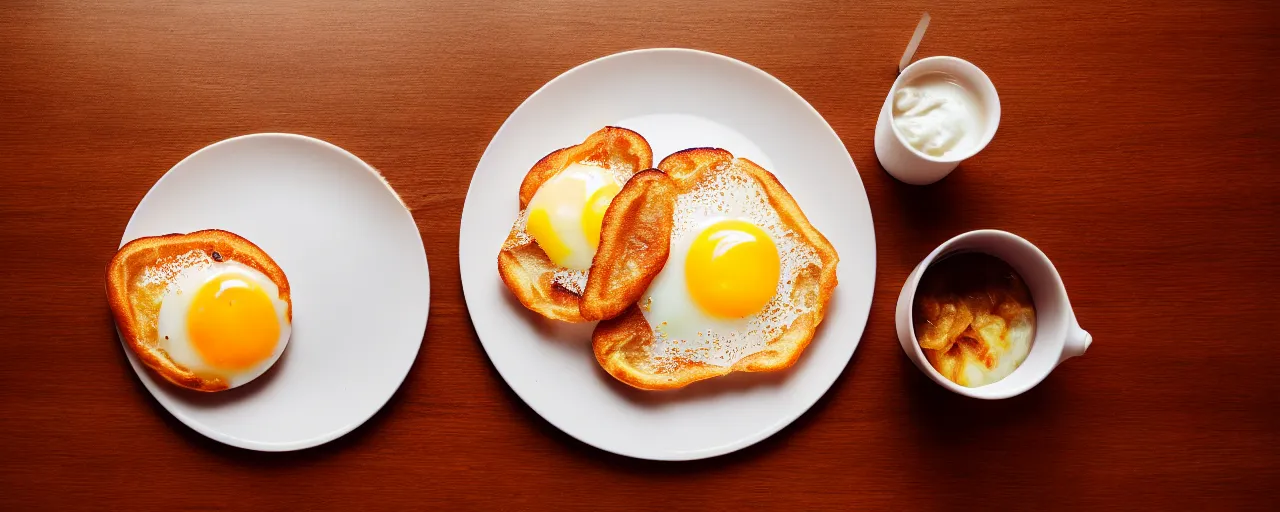 Image similar to breakfast, depth of field, food photography, isometric, tasty, mcdonalds, wide shot, studio, bokeh, gmaster, cooking, food, kodak, sony, canon