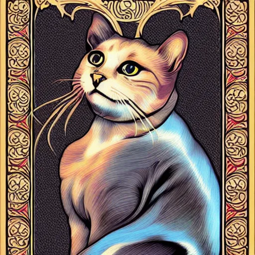 Prompt: cat portrait, art nouveau style