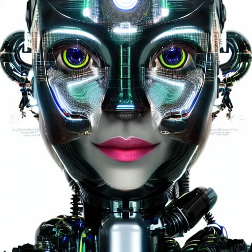 Prompt: beautiful centered Fine art photo portrait of young Emma Stone as a solarpunk robotic humanoid, black mechanical parts with led lights, photorealistic, white background, highly detailed and intricate, outdoor lighting, HDR 8k