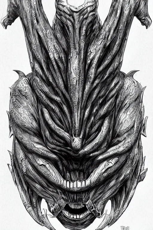 Prompt: humanoid figure banana monster, symmetrical, highly detailed, digital art, sharp focus, trending on art station, kentaro miura manga art style