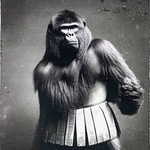 Prompt: “gorilla in full samurai outfit, 1900’s photo”