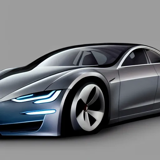 Prompt: Digital concept of a futuristic Tesla supercar, trending on artstation