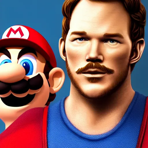 Prompt: a film still portrait of chris pratt dressed up as mario with the face and body of chris pratt in real life as a real person, grotesque, disturbing, disgusting, realistic hyperrealistic 4 k resolution 8 k resolution highly detailed very detailed extremely detailed hd quality detailed face very detailed face extremely detailed face trending on artstation, modern portrait, modern photograph, film still