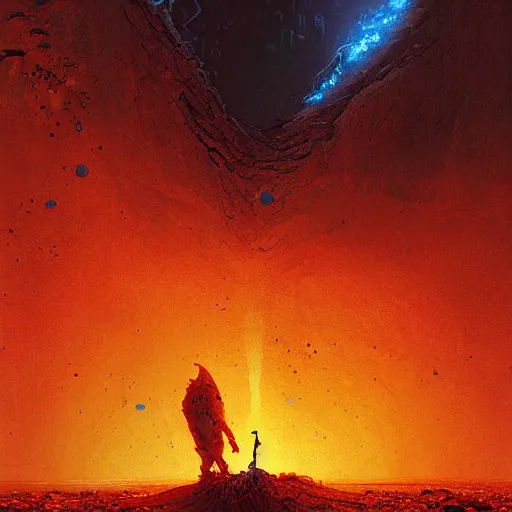 Prompt: A digital painting of a meteorite containing an insect hive burning up in the atmosphere, Alien, Wayne Barlowe Greg Rutkowski Jessica Rossier