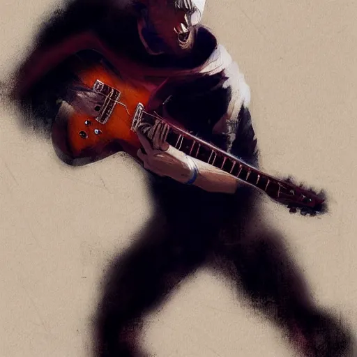 Image similar to periphery playing guitar trending on artstation, painted by greg rutkowski