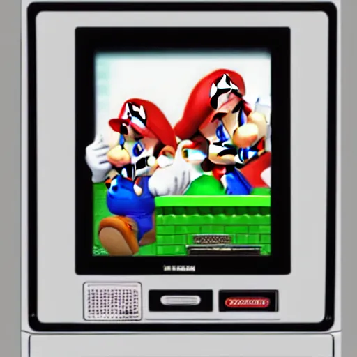 Prompt: Ultra-realistic photograph of Super Mario Bros. 3 for the NES on a CRT tv in a small bedroom, 8k photography, ultra realistic, trending on Artstation