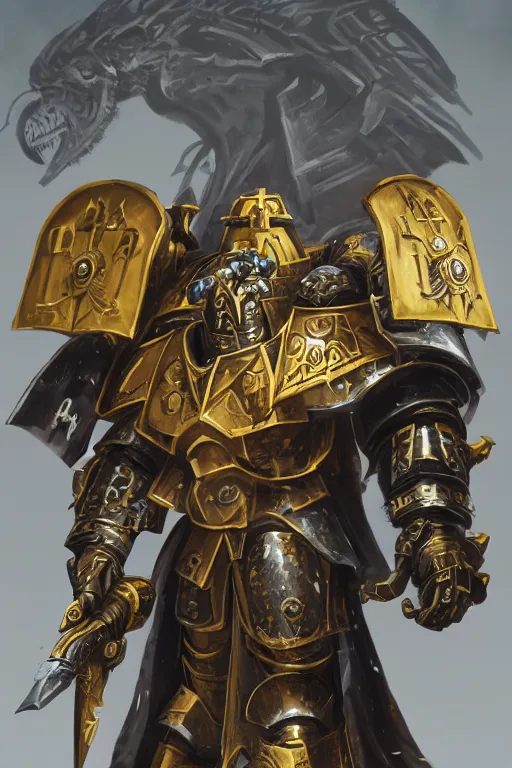 Image similar to armor portrait heros warhammer 4 0 k horus heresy fanart - the primarchs emperor by johannes helgeson animated with vfx concept artist & illustrator global illumination ray tracing hdr fanart arstation zbrush central hardmesh 8 k octane renderer comics stylized