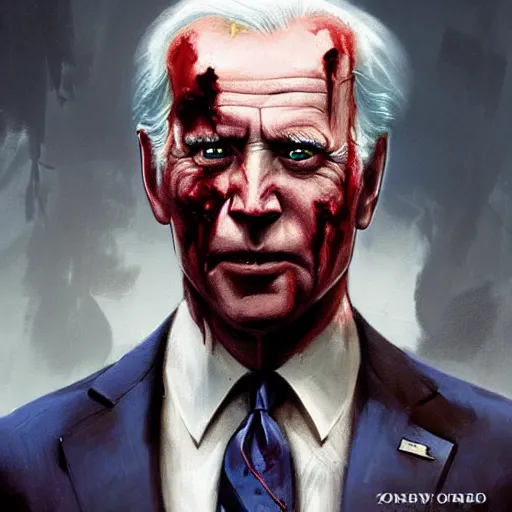 Prompt: zombie joe biden geog darrow greg rutkowski