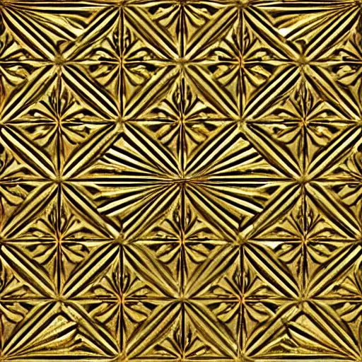 Image similar to 3d render of an abstract medieval pattern gold tile, symetrical