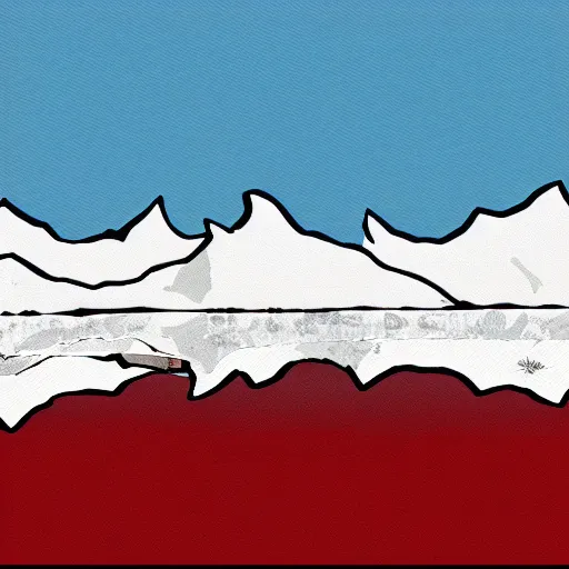 Image similar to arctic landscape, microsoft paint art