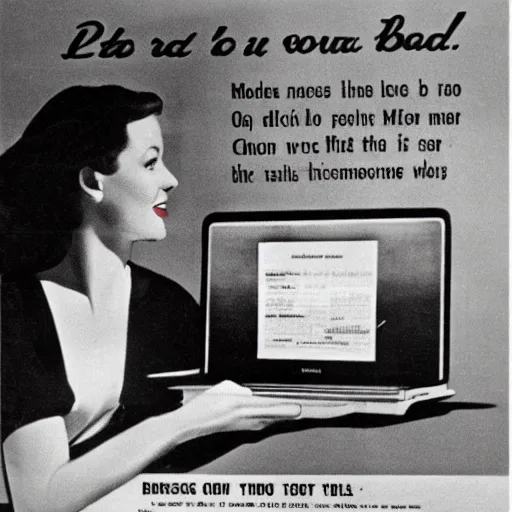Image similar to MacBook pro advertisement in 1950s,