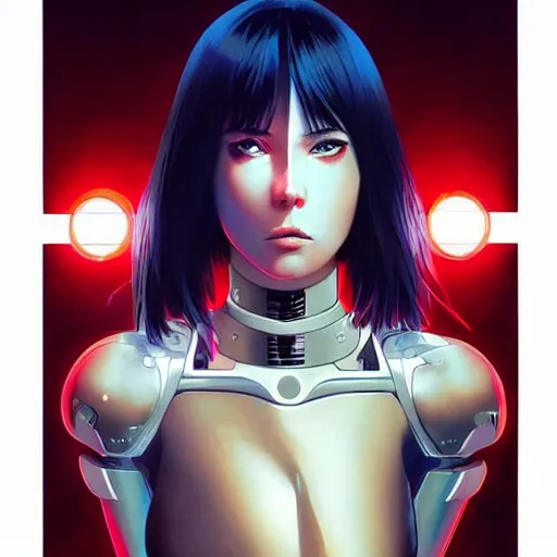 Image similar to A beautiful cyborg woman with glowing eyes || VERY ANIME, fine-face, realistic shaded perfect face, fine details. Anime. realistic shaded lighting poster by Ilya Kuvshinov katsuhiro otomo ghost-in-the-shell, magali villeneuve, artgerm, Jeremy Lipkin and Michael Garmash, Rob Rey and Kentarõ Miura, trending on art station