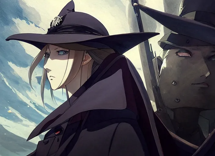 Prompt: side portrait of lady maria, helm of second world war warship in background, illustration concept art anime key visual trending pixiv fanbox by wlop and greg rutkowski and makoto shinkai and studio ghibli and kyoto animation, symmetrical facial features, astral witch clothes, modern warfare, realistic anatomy, gapmoe yandere grimdark, volumetric lighting, backlit