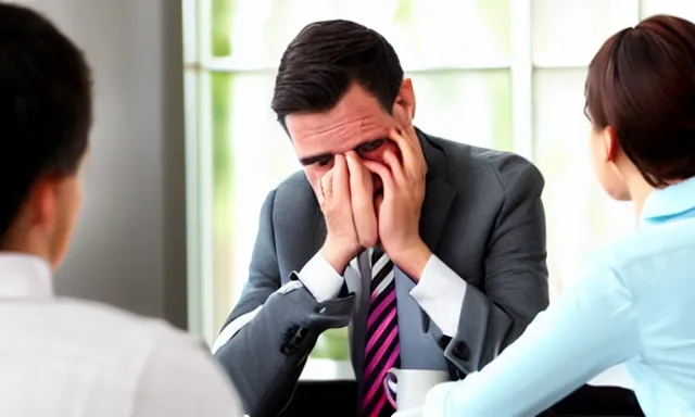 Image similar to tense anxious job interview sweating nervous