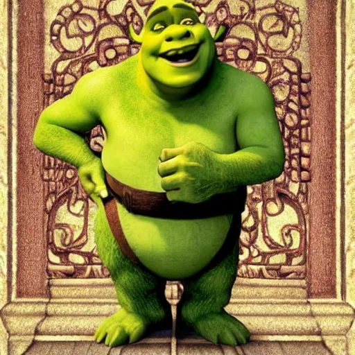 Image similar to shrek, intricate