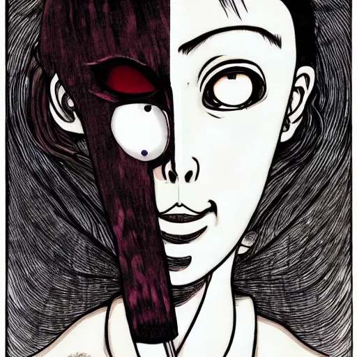 Image similar to rei ayamy by junji ito and leonardo davinci