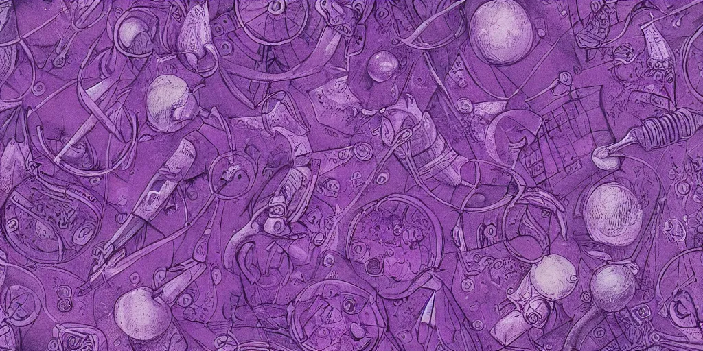 Prompt: purple chalk tennis pattern, digital art, fantasy, magic, chalk, chalked, trending on artstation, ultra detailed, detailed, fine details, professional illustration by basil gogos