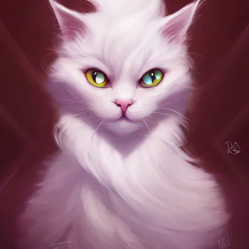 Image similar to a portrait of a beautiful white fluffy cat, art by lois van baarle and loish and ross tran and rossdraws and sam yang and samdoesarts and artgerm, digital art, highly detailed, intricate, sharp focus, Trending on Artstation HQ, deviantart, unreal engine 5, 4K UHD image