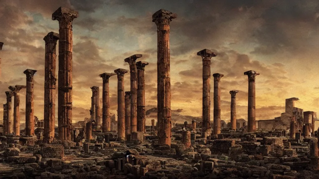 Image similar to cyberpunk pompeii landscape circa 6 5 ad