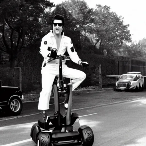 Prompt: elvis riding a segway