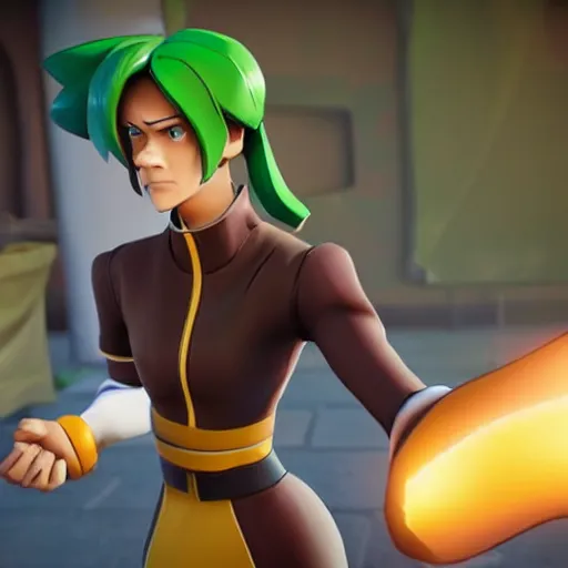 Image similar to toph beifong in fortnite, character render, full body shot, highly detailed, in game render