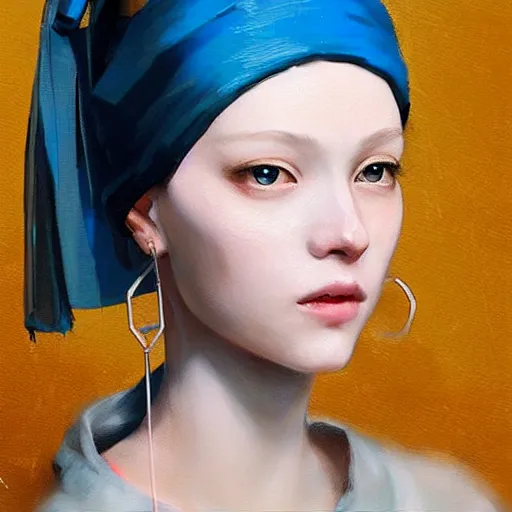 Image similar to The girl with the pearl earring as an anime, digital art by Ruan Jia and Mandy Jurgens and Artgerm, highly detailed, trending on artstation, award winning,