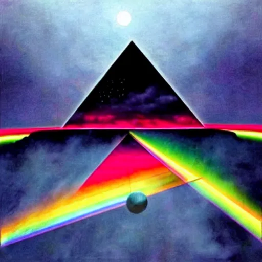 Image similar to pink Floyd dark side of the moon cover, but in 4k and highly detailed.