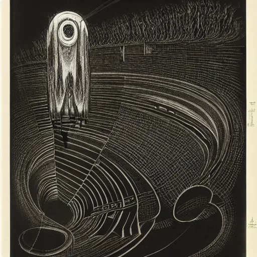 Prompt: empty dark black void, extremely detailed intricate masterpiece by dr. seuss and max ernst