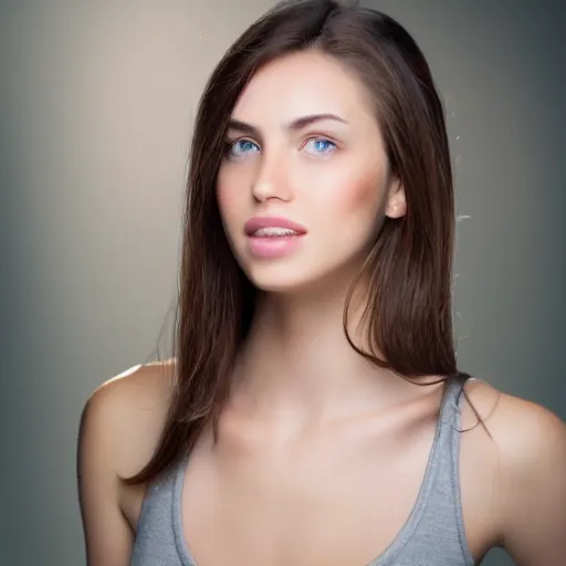 Image similar to feminine looking, normal skin, attractive neck, dimples, caucasian