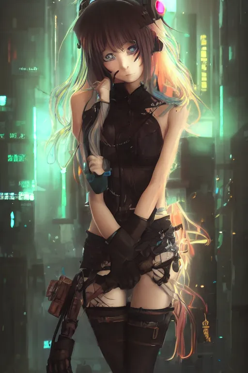 Image similar to beautiful anime art of a cyberpunk neko girl, character by WLOP, Logan, Cure, Mingchen, Shen, BangkuART, sakimichan, yan gisuka, JeonSeok Lee, trending on Artstation, Trending on Pixiv